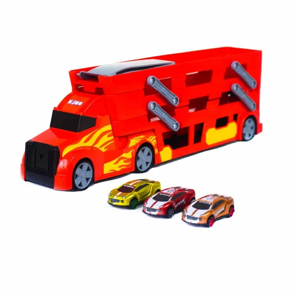 3 Katlı 3 Araçlı Transporter Oyun Seti- Kırmızı ürün görseli 1