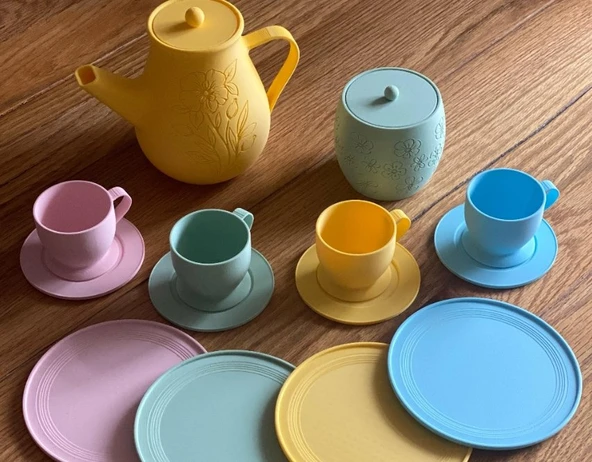Pastel Renkli Eğitici Çay ve Kahve Oyun Seti - 3D Yazıcı Üretimi Çocuk Evcilik Oyuncağı ürün görseli 1