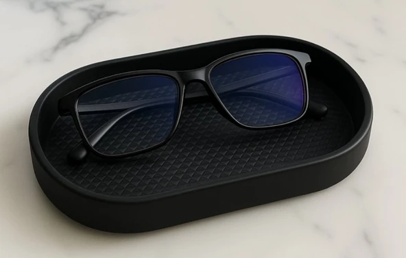 Modern Geometrik Masa Üstü Organizer - 3D Tasarım Gözlük, Kumanda ve Kulaklık Düzenleyici Dekoratif Tepsi ürün görseli 1