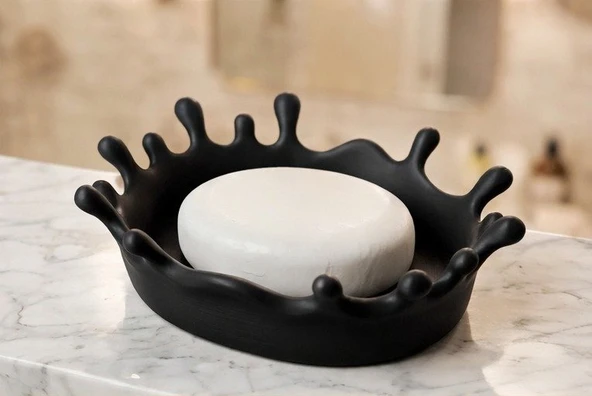 Modern Tasarım Sıçrama Efektli Dekoratif Sabunluk - 3D Yazıcı Üretimi Şık Banyo Aksesuarı ürün görseli 1