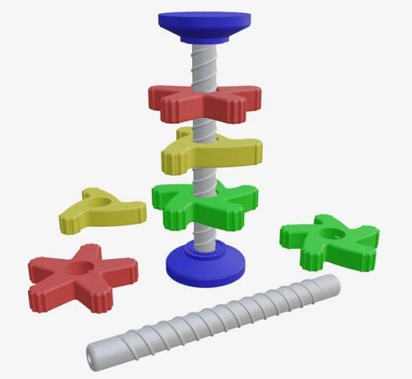 3D Yazıcı Üretimi Renkli Döner Çarklı Eğitici Spin Kule Oyuncak - Montessori Uyumlu ürün görseli 1