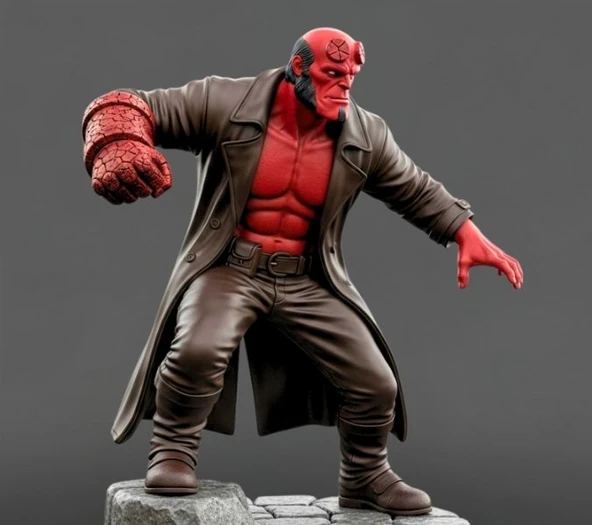 Hellboy Figürü - 3D Yazıcı Yüksek Detaylı Koleksiyon Biblo - Dark Horse Comics Karakteri ürün görseli 1