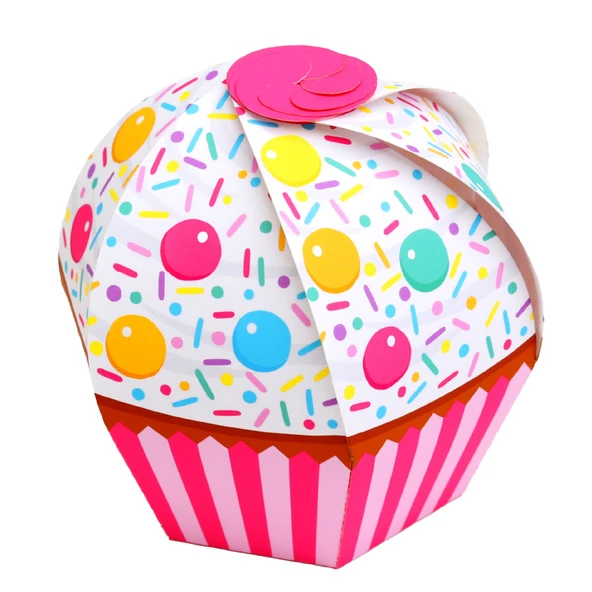 Bonbon Desenli Cupcake - Hediye, Şeker ve Kurabiye Sunum İkram Kutusu (Pembe) - 20'li Paket ürün görseli 1