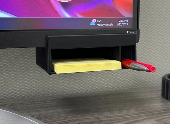 Monitör Altı Yapışkanlı Notluk ve Kalemlik Organizer - Masaüstü Düzenleyici Askı Aparatı (Siyah) ürün görseli 1