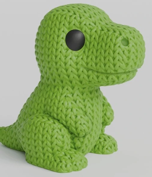 Örgü Dokulu Yeşil Dinozor - 3D Yazıcı Tasarım T-Rex Figürü ürün görseli 1