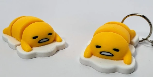 Hareketli Gudetama Figürü - Eklemli Tembel Yumurta Anahtarlık ve Kişiye Özel Renkli Çanta Aksesuarı ürün görseli 1