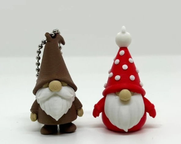 Mini Bahçe Cücesi Figürleri - 2 li Gnome Biblo Seti - 3D Baskı Dekoratif Anahtarlık ürün görseli 1