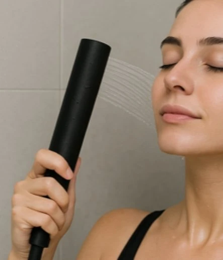 Modern Mat Siyah El Duş Başlığı - 3D Tasarım Minimalist Banyo Batarya Aksesuarı ve Masaj Etkili Duş Seti ürün görseli 1