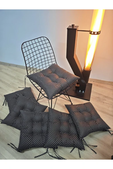 FELIX HOME Pofidik siyah beyaz puantiyeli 40x40 sandalye minderi ürün görseli 1