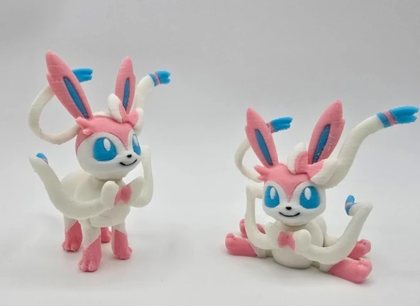Pokemon Sylveon Figür Seti - 3D Yazıcı Baskı Eevee Evrimi Dekoratif Oyuncak ürün görseli 1