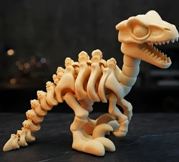Hareketli Dinozor İskeleti Figürü - Esnek Eklemli 3D Yazıcı Tasarımı Masa Üstü Dekoratif Obje ve Oyuncak ürün görseli 1