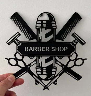 Barber Shop Dekoratif Duvar Tabelası - Berber ve Kuaför Salonu İçin 3D Tasarım Modern Duvar Dekoru ürün görseli 1