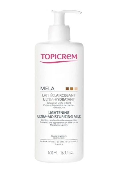Topicrem Mela Lightening Ultra Moisturizing Milk 500ml  Aydınlatıcı ve Nemlendirici Bakım Sütü ürün görseli 1