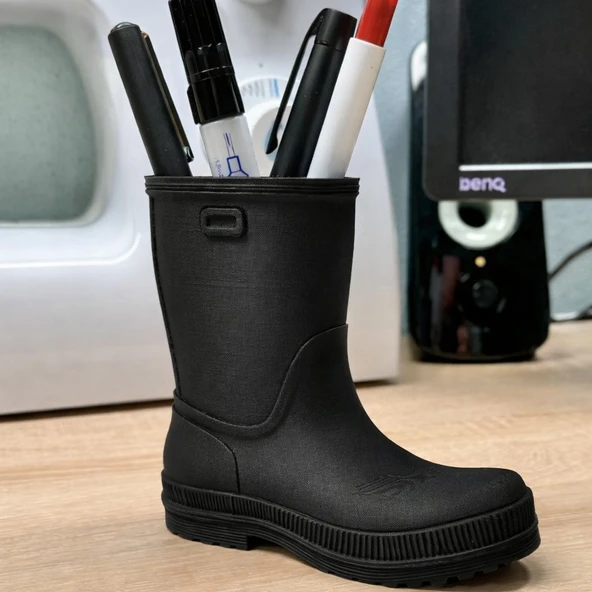 Yağmur Çizmesi Kalemlik - 3D Yazıcı Tasarım Masaüstü Organizer - Mor Dekoratif Biblo ürün görseli 1
