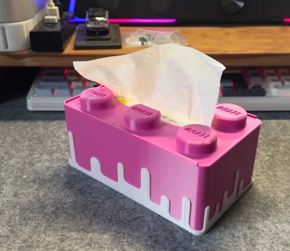 3D Yazıcı Tasarımı Lego Görünümlü Dekoratif Peçetelik ve Kağıt Mendil Kutusu ürün görseli 1