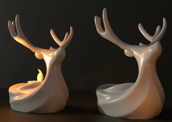 İskandinav Tarzı Geyik Figürlü Dekoratif Mumluk ve Heykel Adet - Minimalist 3D Tasarım Tealight Şamdan Ev Aksesuarı ürün görseli 1