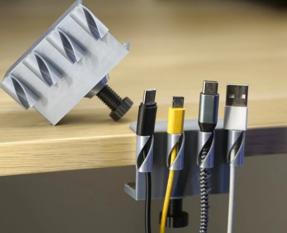 Vidalı Masa Kenarı Kablo Düzenleyici - Ayarlanabilir ve Ergonomik Kablo Tutucu ürün görseli 1