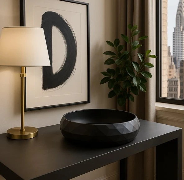 Modern Geometrik Dekoratif Çanak - 3D Yazıcı Tasarımı Minimalist Masa Üstü Organizer ve Sunum Tabağı ürün görseli 1