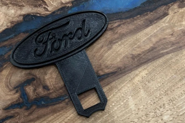Ford Uyumlu Logolu Emniyet Kemeri İkaz Susturucu - Siyah 3D Tasarım Kemer Tokası Aparatı ürün görseli 1