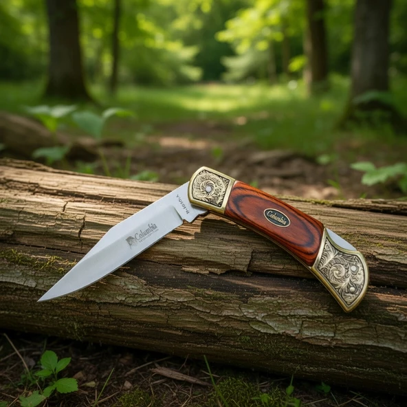 Knivox Columbia Company B1010-A İşlemeli Orta Boy Manuel Kamp Çakısı ürün görseli 1