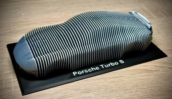 Porsche Turbo S Parametrik Masaüstü Dekor - Modern Otomobil Silüeti Dekoratif Aksesuar ve Ofis Hediyesi ürün görseli 1
