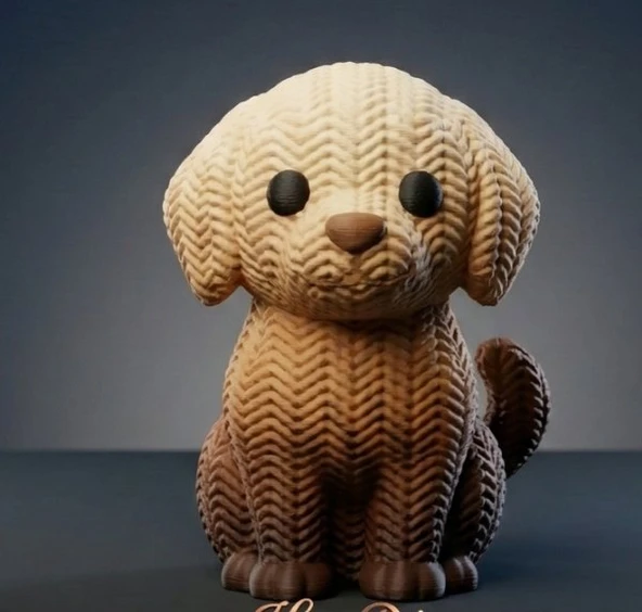 Örgü Görünümlü Dekoratif Köpek Figürü - 3D Baskı Tatlı Köpek Biblo ürün görseli 1