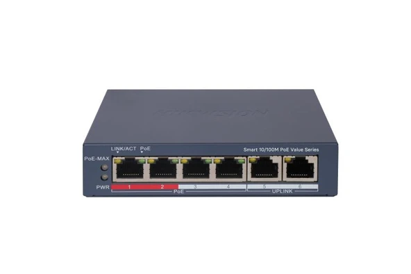 HIKVISION DS-3E1106P-EI/M 4XFE+2XFE 45W POE SWITCH ürün görseli 1
