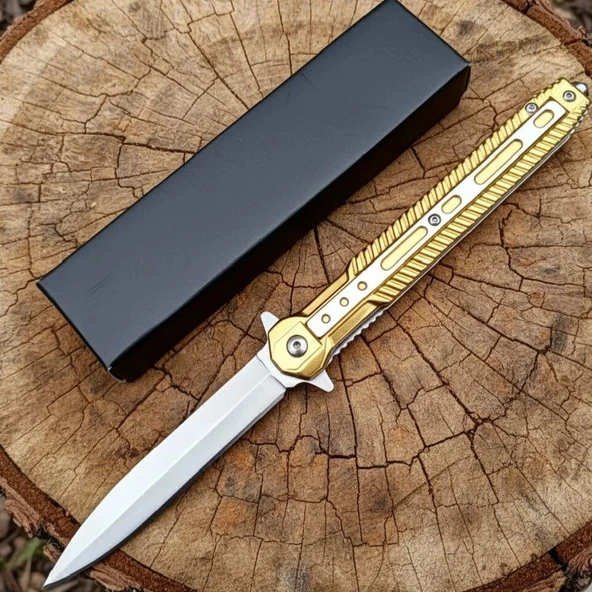 Knivox M390 Gold Auto Metal Beyfendi Kamp Çakısı ürün görseli 1