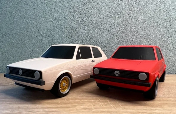 Volkswagen Golf MK1 Dekoratif Model - 3D Yazıcı Klasik Araba Biblo - Otomobil Tutkunu Hediyesi ürün görseli 1