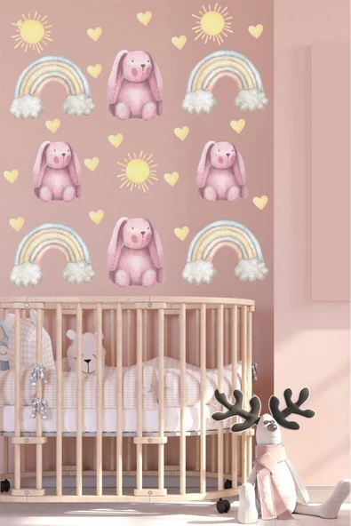 EsaKids Gökkuşağı Temalı Çocuk Odası Sticker Seti 100 x 30 ürün görseli 1