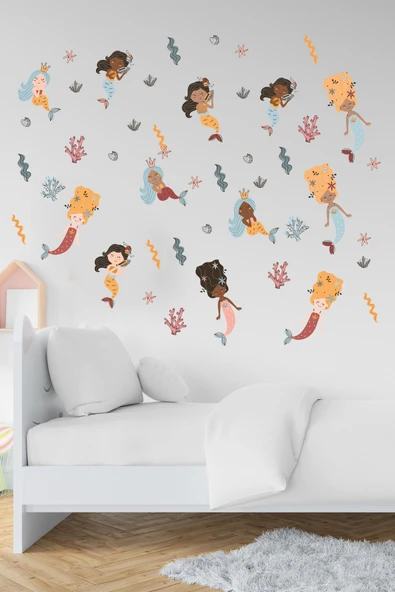 EsaKids Deniz Kızı Temalı Çocuk Odası Sticker Seti 100 x 30 ürün görseli 1
