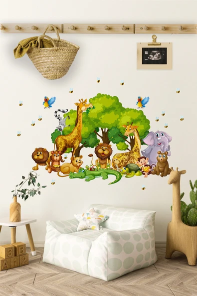EsaKids Orman Hayvanları Temalı Çocuk Odası Sticker Seti 100 x 60 ürün görseli 1