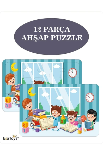 EsaKids Ahşap Çocuk Puzzle 12 Parça 20 x 30 ürün görseli 1