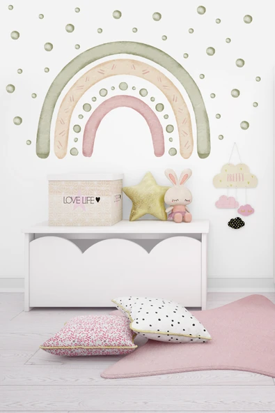 EsaKids Gökkuşağı Temalı Çocuk Odası Sticker Seti 100 x 60 ürün görseli 1