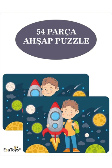 EsaKids Ahşap 54 Parça Çocuk Puzzle 20 x 30 ürün görseli 1