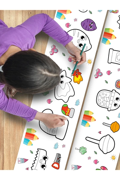 EsaKids Örnek Resimli 3.75 Metre Dev Rulo Boyama Kağıdı - Bebek ve Çocuk Aktivite Seti 30 x 375 ürün görseli 1