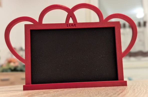 LOVE  Yazılı Kalp Detaylı 3D Fotoğraf Çerçevesi - Sevgiliye Özel Romantik Masa Üstü Dekoratif Resim Standı ürün görseli 1