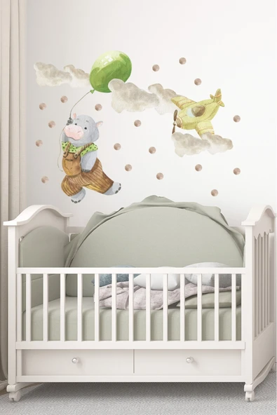 EsaKids Uçak ve Hayvan Temalı Çocuk Odası Sticker Seti 100 x 30 ürün görseli 1