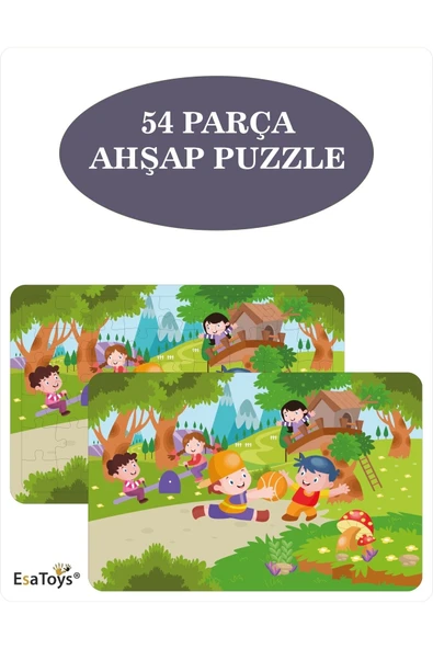EsaKids Ahşap 54 Parça Çocuk Puzzle 20 x 30 ürün görseli 1
