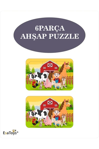 EsaKids Ahşap Çocuk Puzzle 6 Parça 20 x 30 ürün görseli 1