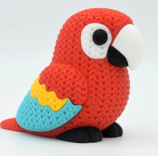 Örgü Görünümlü Renkli Papağan Figürü - 3D Yazıcı Tasarım Macaw Biblo ürün görseli 1