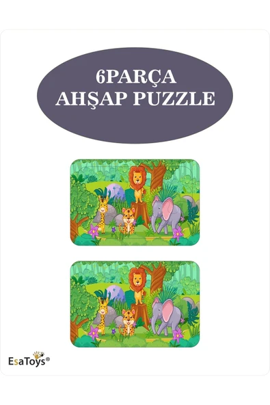 EsaKids Ahşap Çocuk Puzzle 6 Parça 20 x 30 ürün görseli 1