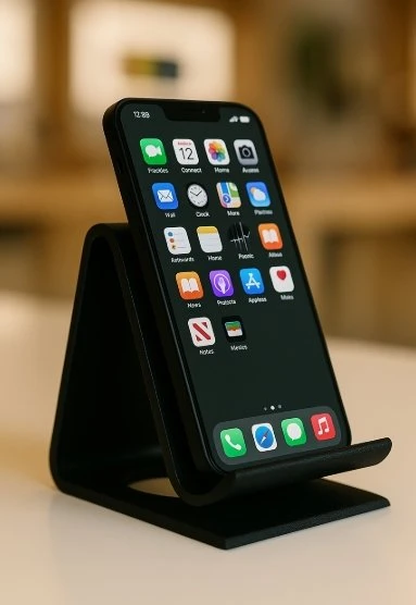 Apple Logo Tasarımlı Masaüstü Telefon Standı - 3D Yazıcı Özel Üretim Telefon Tutucu ürün görseli 1