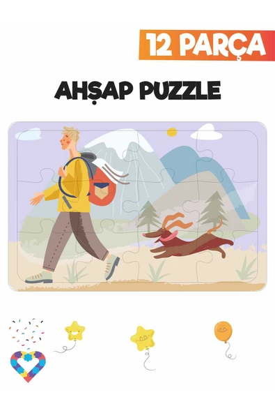 EsaKids Ahşap Çocuk Puzzle 12 Parça 20 x 30 ürün görseli 1