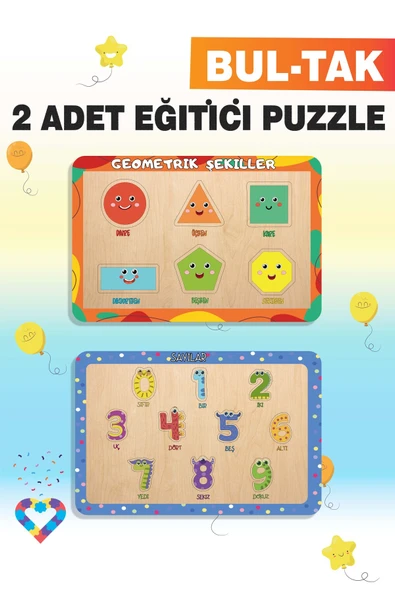 EsaKids Ahşap Türkçe 2’li Set Eğitici-Öğretici Yapboz 20 x 30 ürün görseli 1