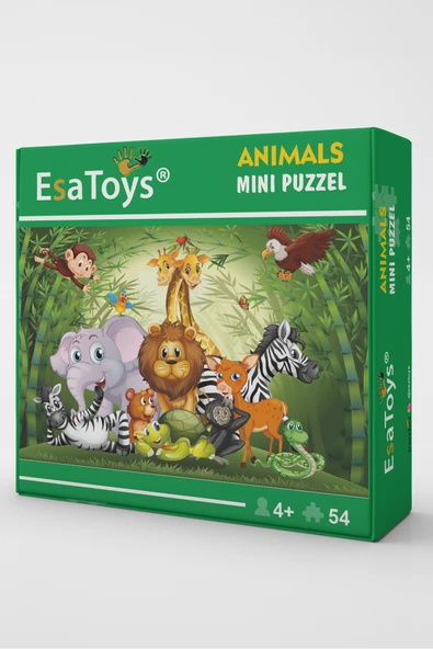 EsaKids Ahşap Animals Mini Puzzle | 4 Yaş 54 Parça 18 x 27 ürün görseli 1