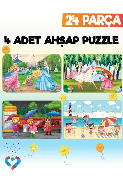 EsaKids 24 Parçalı Montessori Ahşap Puzzle – 4-5 Yaş Eğitici Oyuncak 20 x 30 ürün görseli 1