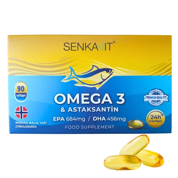 Senkavit Omega 3 ve Astaksantin İçeren Takviye Edici Gıda 90 Softgel ürün görseli 1