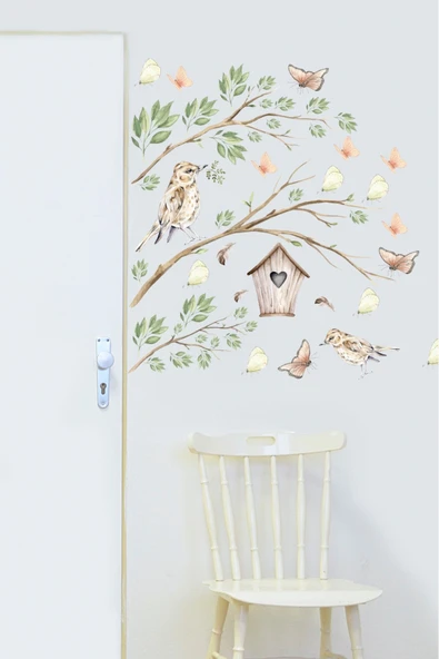 EsaKids Kuş Evi Temalı Çocuk Odası Sticker Seti 100 x 60 ürün görseli 1