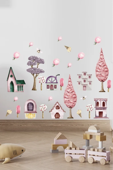 EsaKids Ev ve Ağaç Temalı Çocuk Odası Sticker Seti 100 x 30 ürün görseli 1
